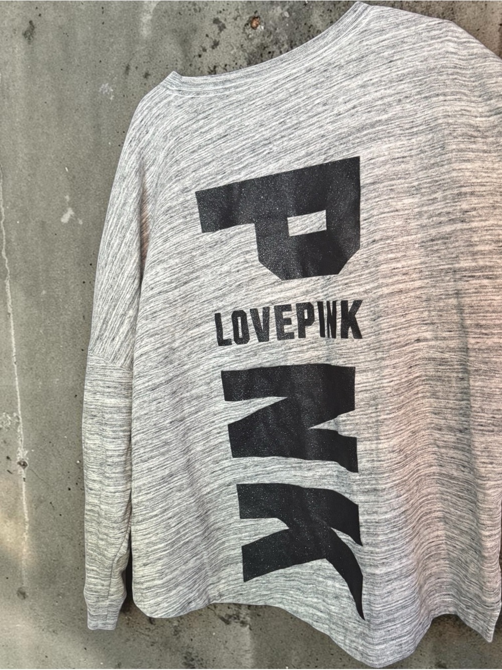 PINK Victoria's Secret Heather Gray Crewneck with Black Logo